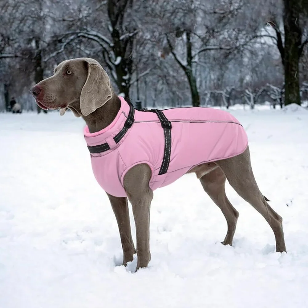Lelepet Dog Coat for Large Dogs Waterproof Dog Jacket with Harness Built in